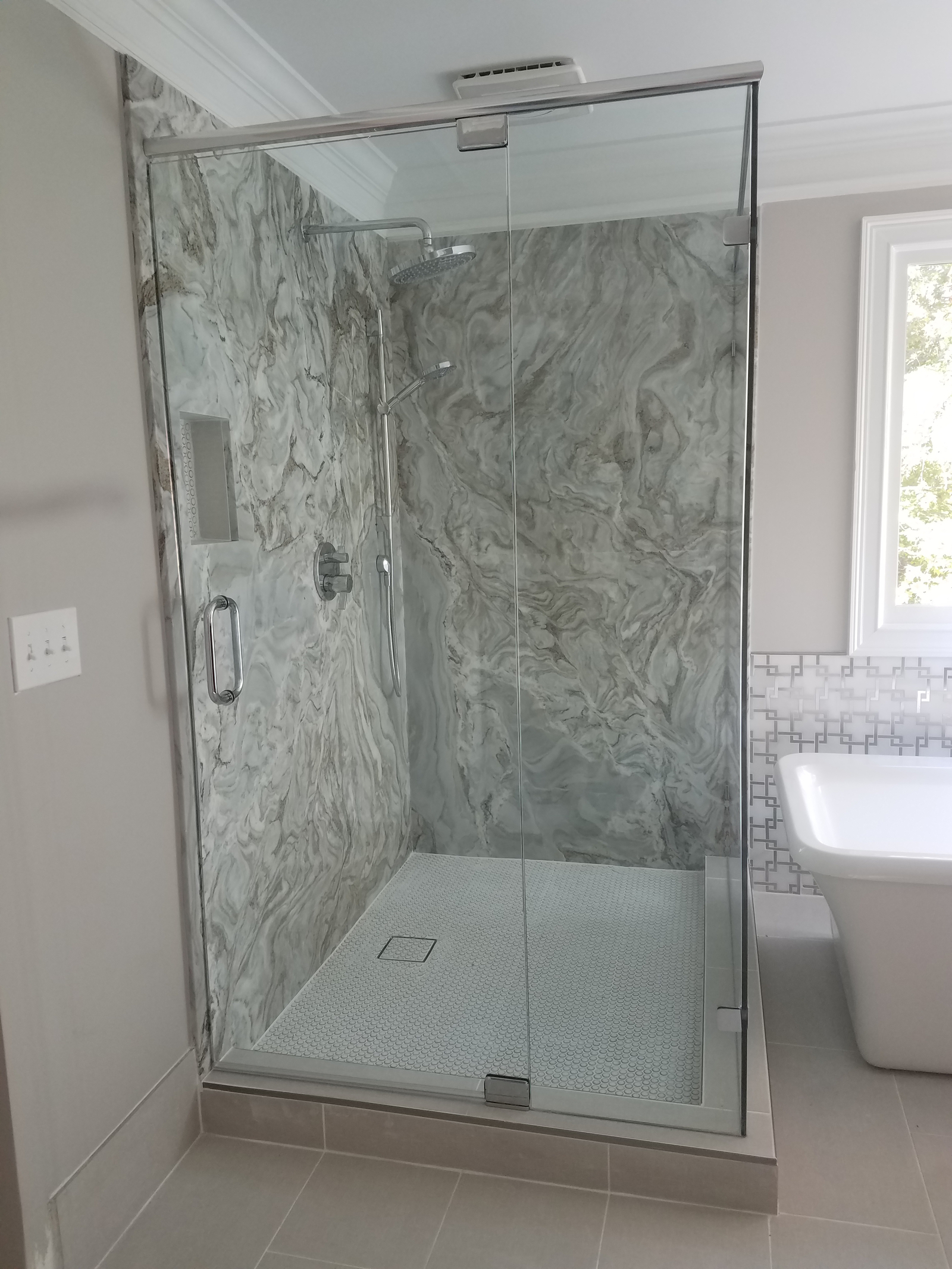 With a header you can easily change location of the door and the swing of the door.
